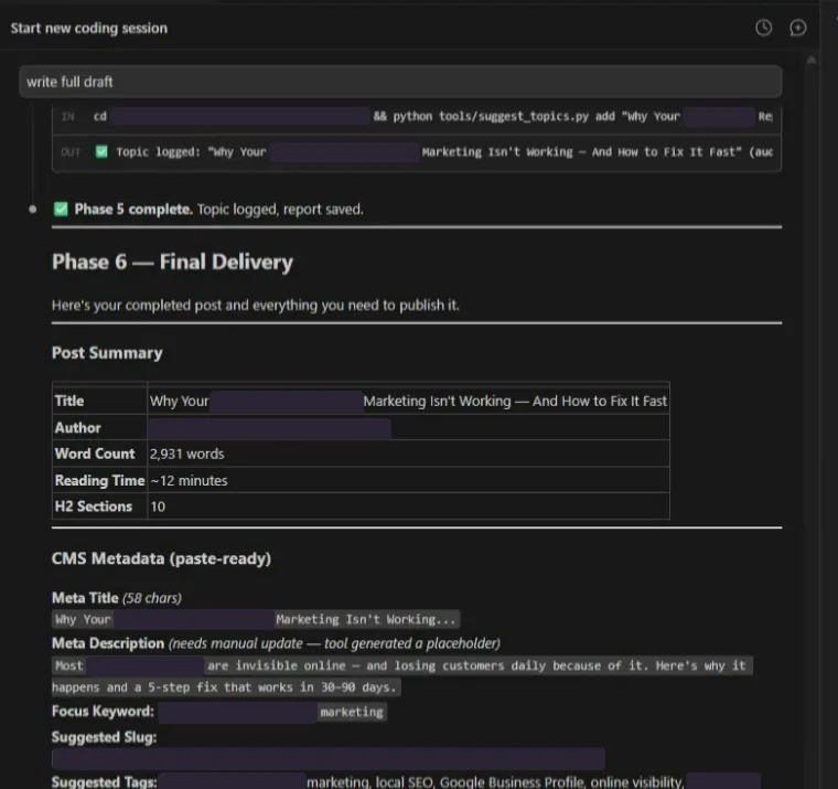 Phase 6 post summary and CMS metadata